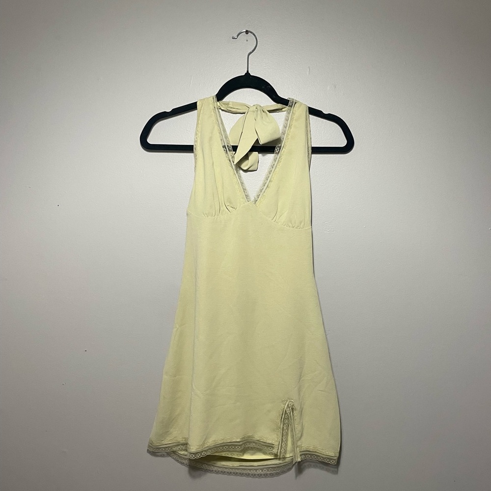 Lace Trim Halter Mini Dress